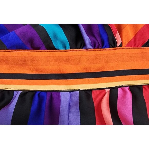 Worthington Sleeveless Multicolor Striped V-Neck Dress With Elastic Waist & Side - Picture 10 of 10